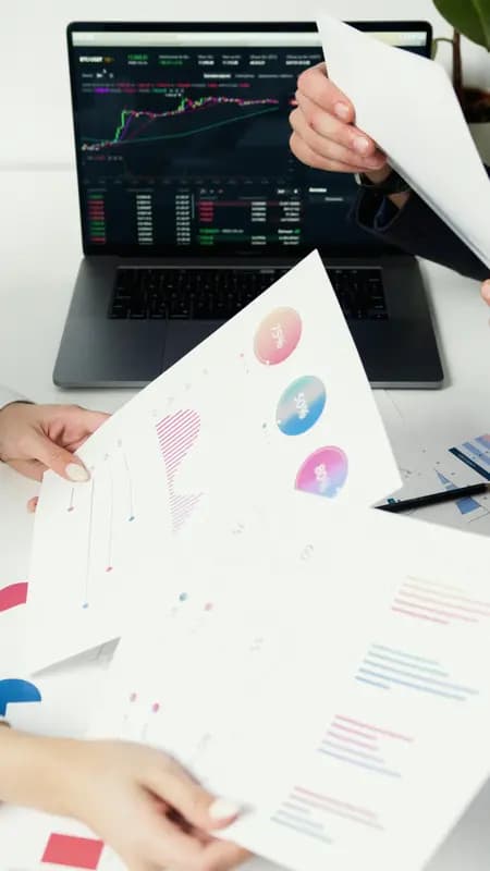 Business professionals analyzing financial data