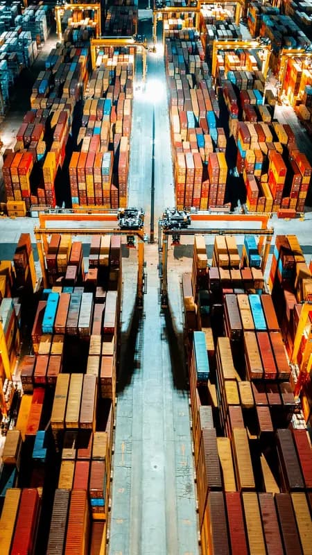 Modern logistics warehouse and transportation fleet