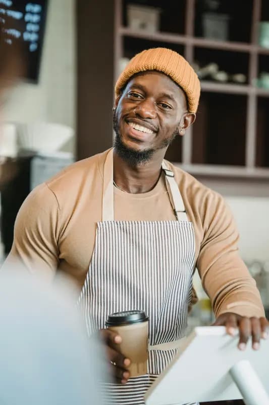 Customers ordering at a modern restaurant